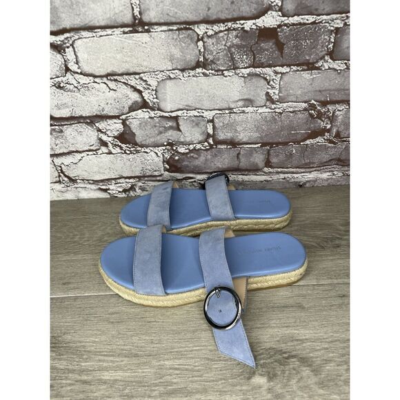 Stuart Weitzman Periwinkle Blue Suede Leather Espadrille Sandals Women Sz 6B US - Picture 2 of 16